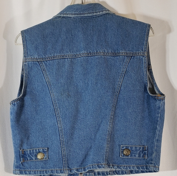 Denim Vest Sz L Angel Embellishments EUC - Picture 2 of 6